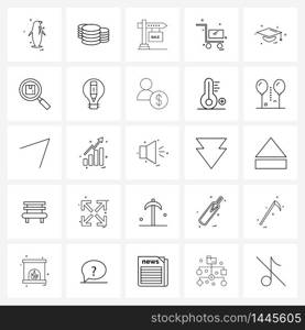 Mobile UI Line Icon Set of 25 Modern Pictograms of graduate, cap, sale, shopping mall, cart Vector Illustration