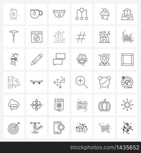 Mobile UI Line Icon Set of 36 Modern Pictograms of cake, share, camera, relationship, business Vector Illustration
