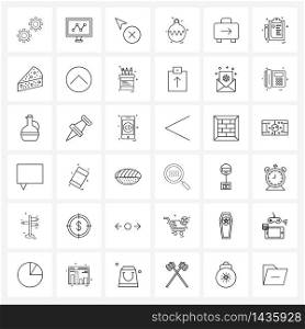 Mobile UI Line Icon Set of 36 Modern Pictograms of Christmas s, Christmas ball, graph, ball, cross Vector Illustration