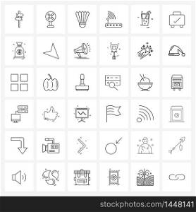 Mobile UI Line Icon Set of 36 Modern Pictograms of drinks, glass, birdie, internet, router Vector Illustration