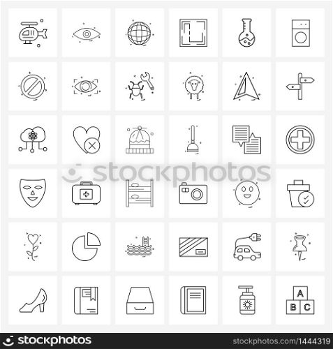 Mobile UI Line Icon Set of 36 Modern Pictograms of lab, medical, world, wave, sound Vector Illustration