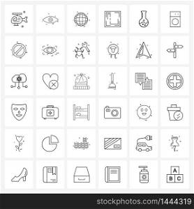 Mobile UI Line Icon Set of 36 Modern Pictograms of lab, medical, world, wave, sound Vector Illustration