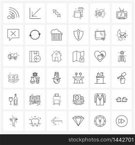 Mobile UI Line Icon Set of 36 Modern Pictograms of photography, camera, movement, makeup, cream Vector Illustration