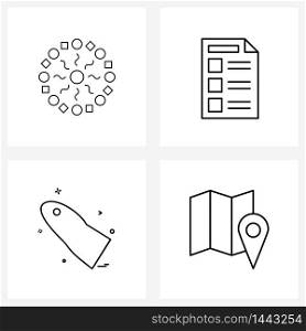 Mobile UI Line Icon Set of 4 Modern Pictograms of celebrate, finger, new year, banking, pin Vector Illustration