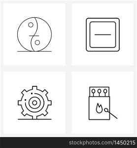 Mobile UI Line Icon Set of 4 Modern Pictograms of chines, subtract, year, delete, business Vector Illustration