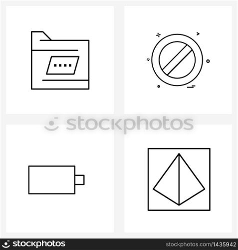 Mobile UI Line Icon Set of 4 Modern Pictograms of default; low; ux; not; file Vector Illustration