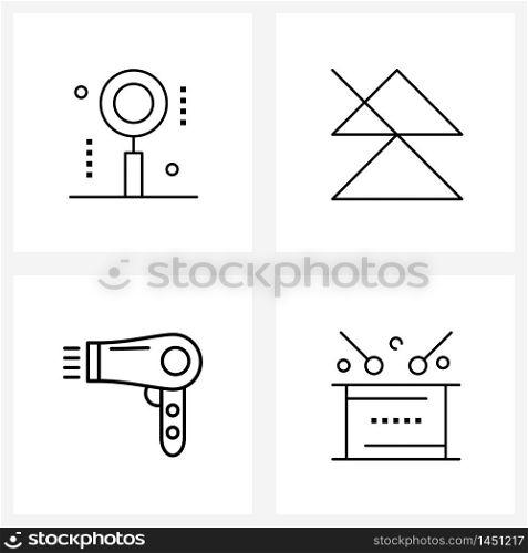Mobile UI Line Icon Set of 4 Modern Pictograms of glass, cosmetic, arrow, player, hair Vector Illustration