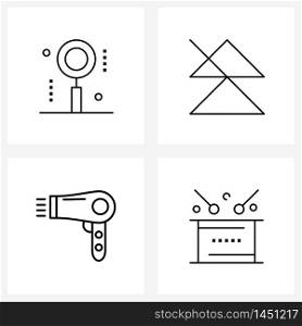 Mobile UI Line Icon Set of 4 Modern Pictograms of glass, cosmetic, arrow, player, hair Vector Illustration