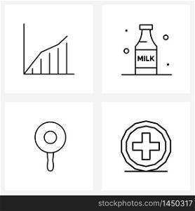 Mobile UI Line Icon Set of 4 Modern Pictograms of graph, medical, bottle, cold, sign Vector Illustration