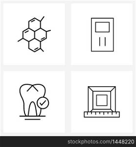 Mobile UI Line Icon Set of 4 Modern Pictograms of medical, hospital, hospital, medical, cube Vector Illustration
