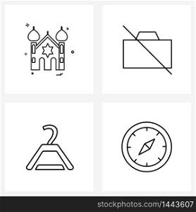 Mobile UI Line Icon Set of 4 Modern Pictograms of religion, clothing, temple, photo, compass Vector Illustration