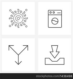 Mobile UI Line Icon Set of 4 Modern Pictograms of sun; down; up; Vector Illustration