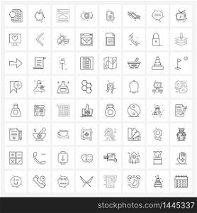 Mobile UI Line Icon Set of 64 Modern Pictograms of doc, photograph, cloud, photography, camera Vector Illustration