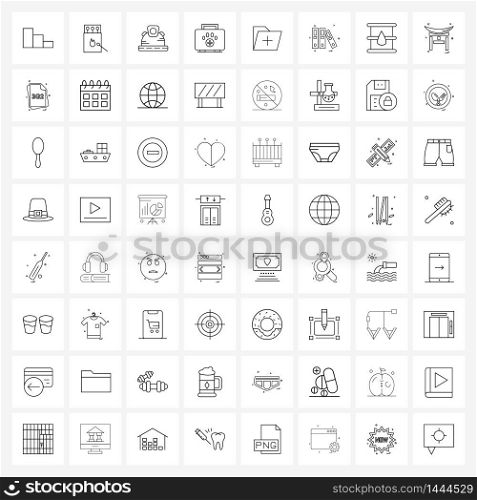 Mobile UI Line Icon Set of 64 Modern Pictograms of document, pet, engineering, doctor, healthcare Vector Illustration