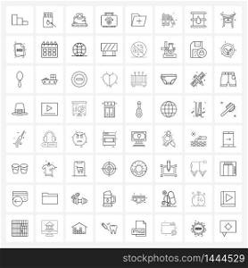 Mobile UI Line Icon Set of 64 Modern Pictograms of document, pet, engineering, doctor, healthcare Vector Illustration