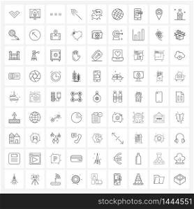 Mobile UI Line Icon Set of 81 Modern Pictograms of chat, left top, bubble, direction, arrow Vector Illustration