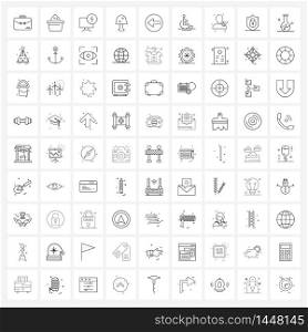 Mobile UI Line Icon Set of 81 Modern Pictograms of handicapped, circle, electric, arrow, mushroom Vector Illustration