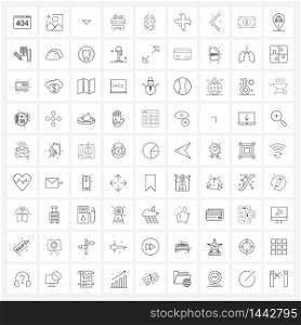 Mobile UI Line Icon Set of 81 Modern Pictograms of print, id, direction, finger, gift boxing Vector Illustration