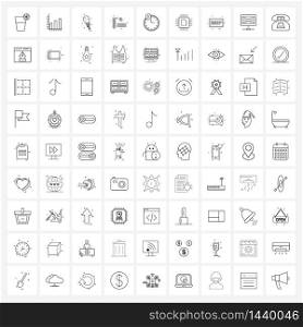 Mobile UI Line Icon Set of 81 Modern Pictograms of time, delivery, ice cream, picnic, sea Vector Illustration