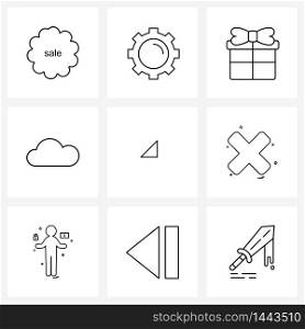Mobile UI Line Icon Set of 9 Modern Pictograms of down, arrow, discount, weather, data Vector Illustration