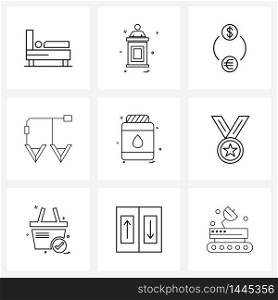 Mobile UI Line Icon Set of 9 Modern Pictograms of jar, service, exchange, mechanic, car Vector Illustration