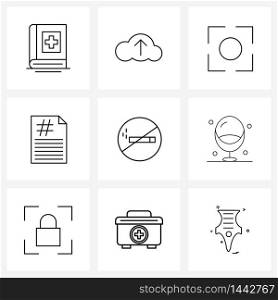 Mobile UI Line Icon Set of 9 Modern Pictograms of not, allowed, up, top, number Vector Illustration