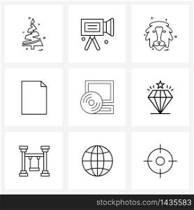 Mobile UI Line Icon Set of 9 Modern Pictograms of program, disc, animal, computer, new Vector Illustration