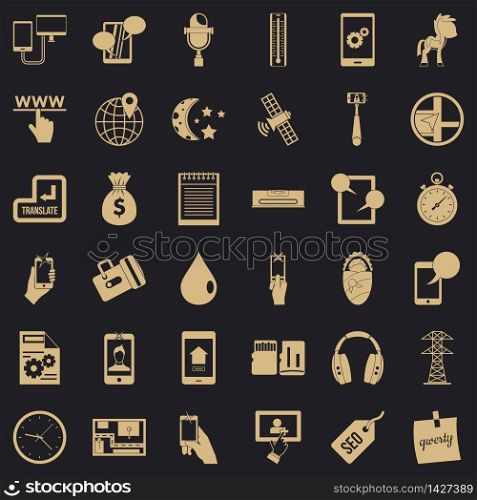 Mobile usage icons set. Simple set of 36 mobile usage vector icons for web for any design. Mobile usage icons set, simple style