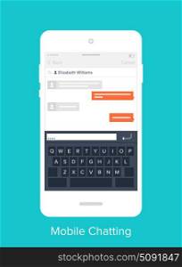 Mobile User Interface. Abstract vector illustration of flat chatting mobile UI