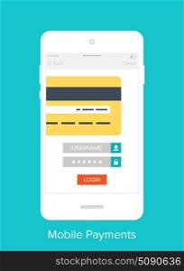 Mobile User Interface. Abstract vector illustration of flat mobile payments UI
