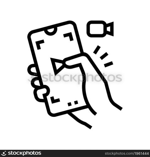 mobile video line icon vector. mobile video sign. isolated contour symbol black illustration. mobile video line icon vector illustration