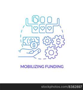 Mobilizing funding blue gradient concept icon. Financing LGBT community. State and government support abstract idea thin line illustration. Isolated outline drawing. Myriad Pro-Bold fonts used. Mobilizing funding blue gradient concept icon