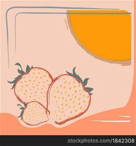 mock up, abstract flyer with strawberries in pastel colors. Menu page, postcard. Vector