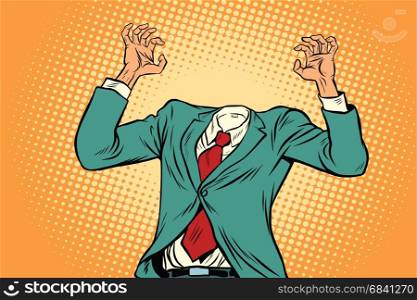 mock-up businessman without a head. Pop art retro vector illustration. Businessman without a head