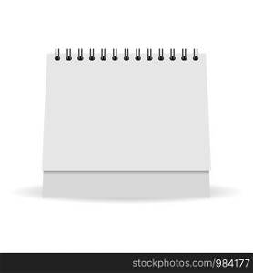 Mock up white paper calendar stands on a table. Vector. Mock up white paper calendar stands on a table