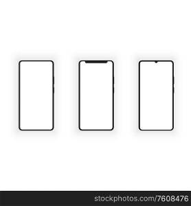 Mockup of smartphones on a white background. Vector illustration .. Mockup of smartphones on a white background.