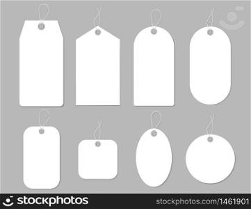 Mockup tag, paper label. Template blank tag for price shopping, hang sale, gift card.Design labels with cord. Round, square shape of hang stamp isolated.Blank paper price for sale.vector eps10. Mockup tag, paper label. Template blank tag for price shopping, hang sale, gift card.Design labels with cord. Round, square shape of hang stamp isolated.Blank paper price for sale.vector