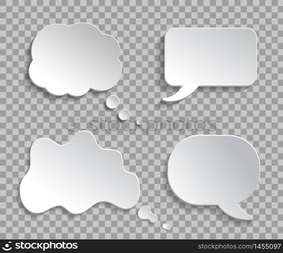Mockup think ballon, talk bubble on transparent background. 3d thought cloud message for text, infographic. Chat speech bubble of conversation. White abstract ballon of think for text. vector eps10. Mockup think ballon, talk bubble on transparent background. 3d thought cloud message for text, infographic. Chat speech bubble of conversation. White abstract ballon of think for text. vector