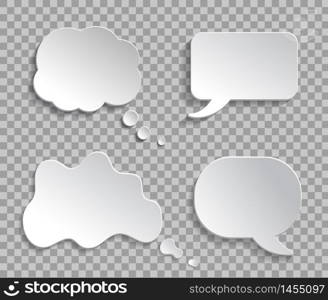 Mockup think ballon, talk bubble on transparent background. 3d thought cloud message for text, infographic. Chat speech bubble of conversation. White abstract ballon of think for text. vector eps10. Mockup think ballon, talk bubble on transparent background. 3d thought cloud message for text, infographic. Chat speech bubble of conversation. White abstract ballon of think for text. vector