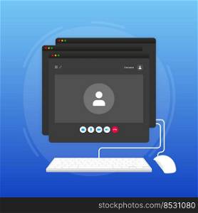 Mockup with video call people. Mobile phone mockup vector illustration.. Mockup with video call people. Mobile phone mockup vector illustration
