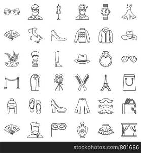 Mode icons set. Outline style of 36 mode vector icons for web isolated on white background. Mode icons set, outline style