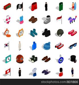 Model icons set. Isometric style of 36 model vector icons for web isolated on white background. Model icons set, isometric style