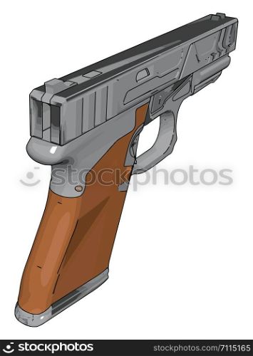 Model of a handgun, illustration, vector on white background.