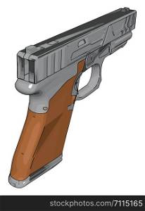 Model of a handgun, illustration, vector on white background.