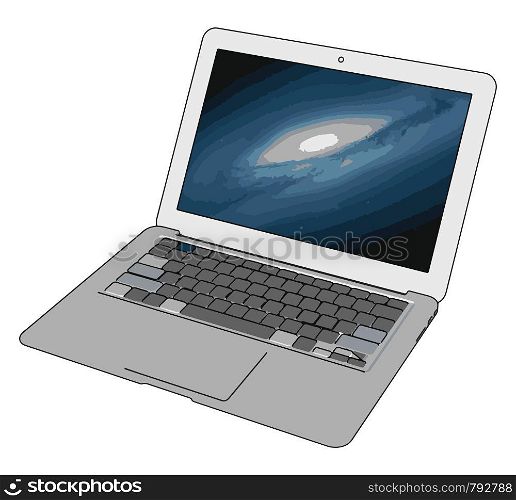 Model of a laptop, illustration, vector on white background.