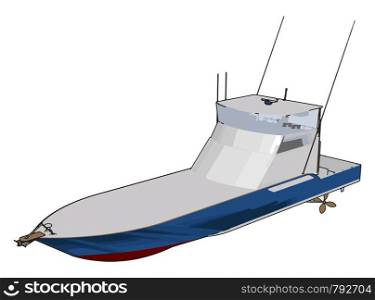 Model of speed boat, illustration, vector on white background.