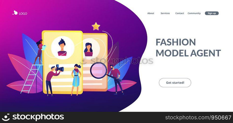 Modeling agency manager and photographer take photos of model for