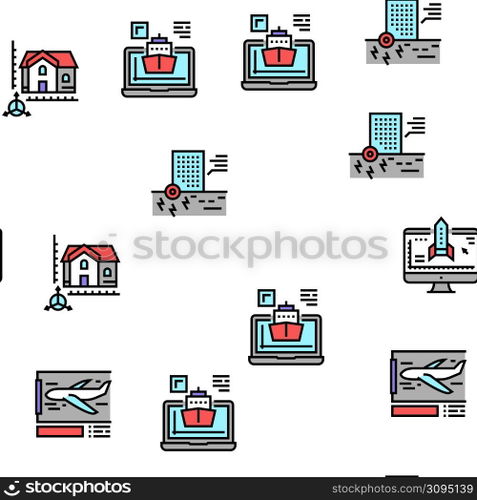 Modeling Engineering Vector Seamless Pattern Thin Line Illustration. Modeling Engineering Vector Seamless Pattern