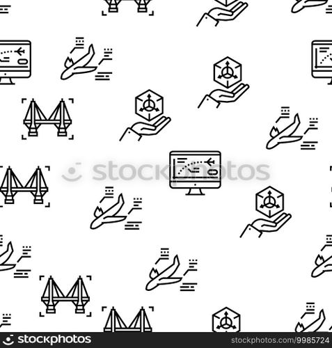 Modeling Engineering Vector Seamless Pattern Thin Line Illustration. Modeling Engineering Vector Seamless Pattern
