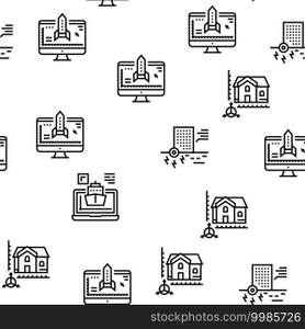 Modeling Engineering Vector Seamless Pattern Thin Line Illustration. Modeling Engineering Vector Seamless Pattern